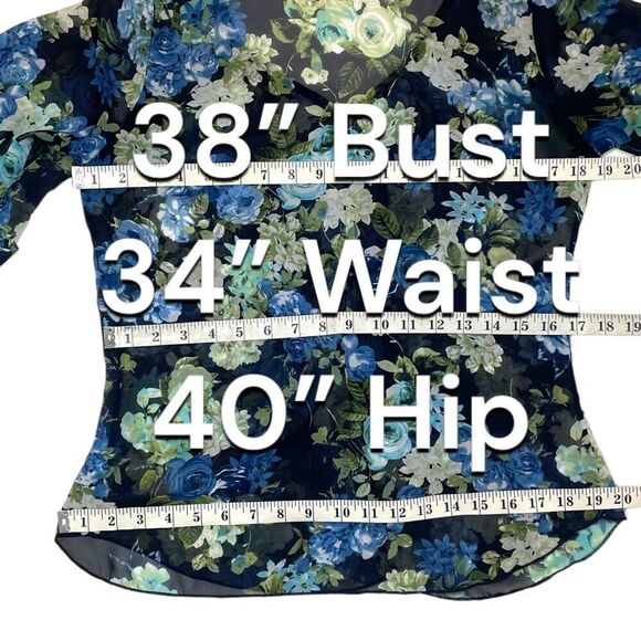 A’GACI Semi- Sheer Floral Print Blouse Sz M - Picture 9 of 10